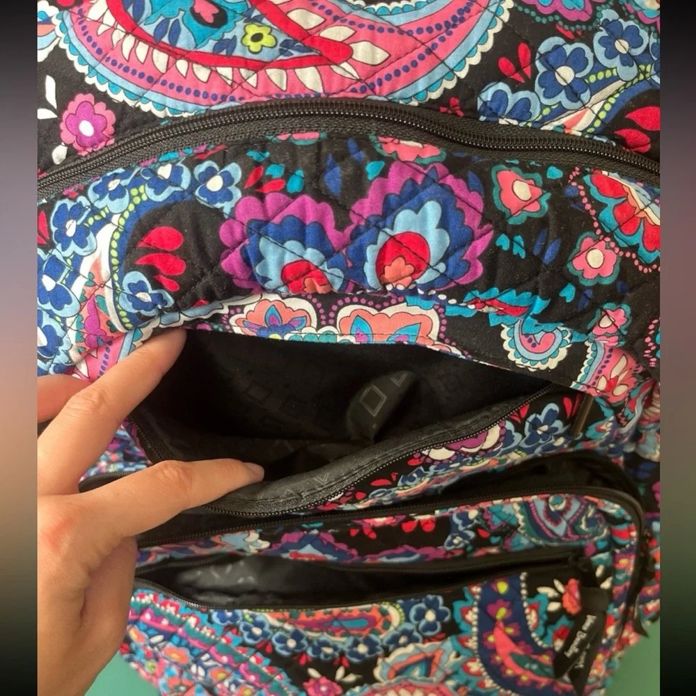 Vera Bradley Haymarket Paisley Black Floral LG Essential Laptop Backpack - Picture 9 of 11